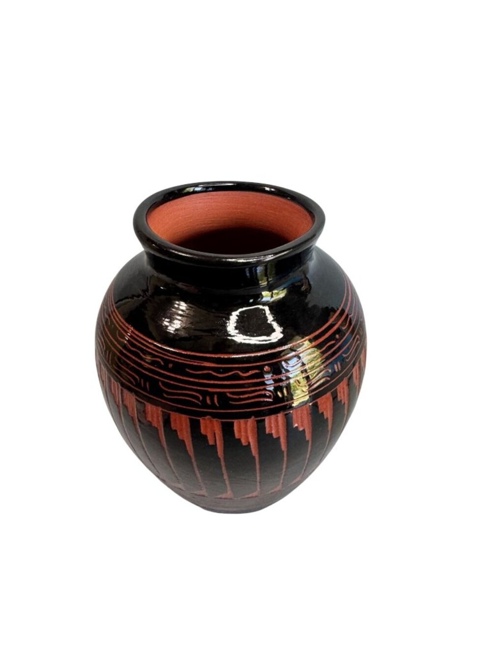 Navajo Crafted Terracotta Pottery Vase Kokopelli Signed T Wachtil Dated 2004 - Picture 5 of 7